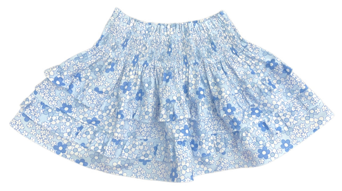 COLLUSION checkerboard floral rara swim skirt in blue - MBLUE