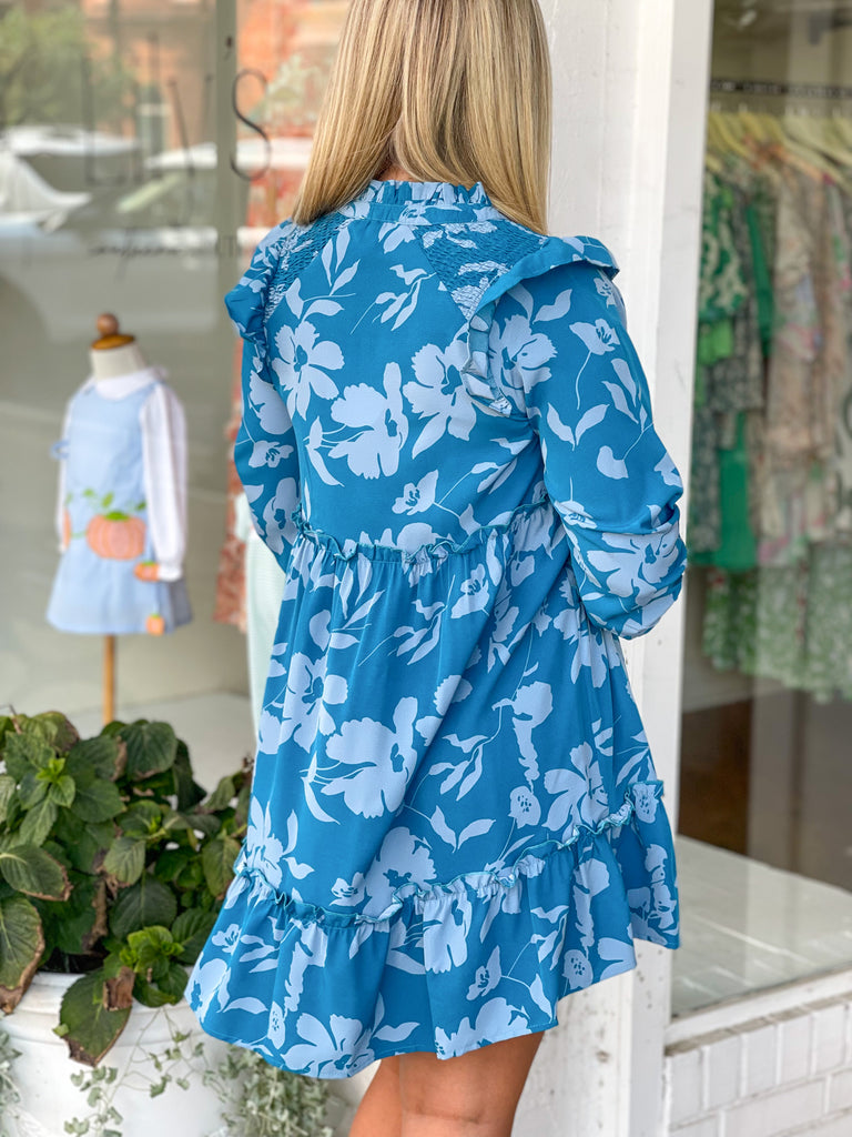 Turquoise Mix Flower Print Dress