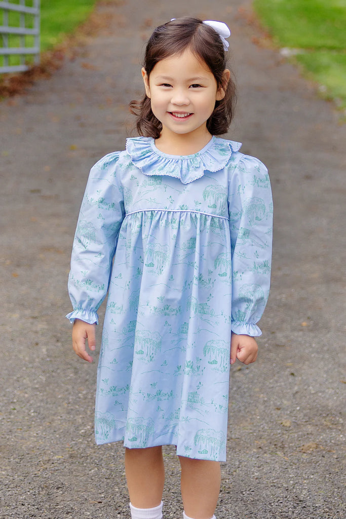 LS Ramona Ruffle Dress - Germantown Toile