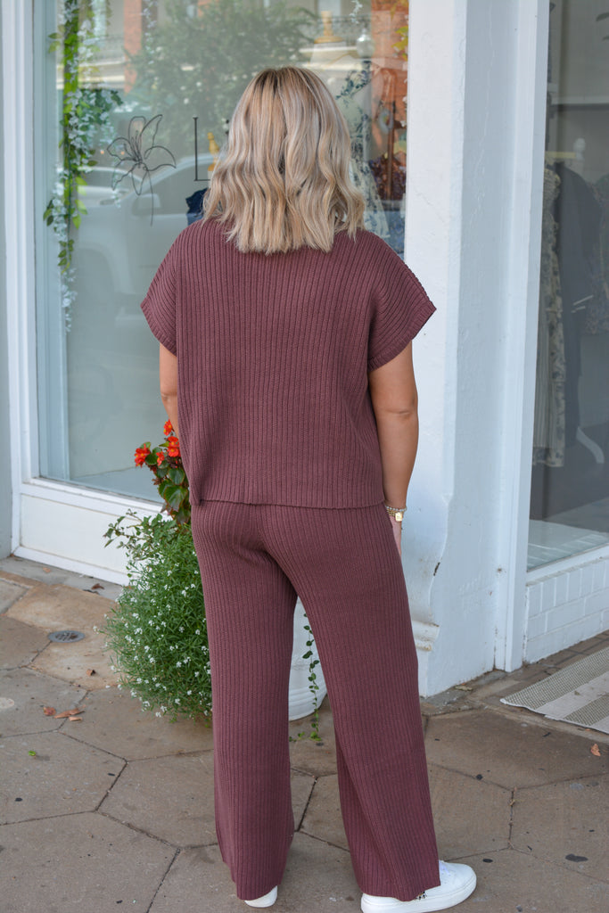 Chocolate Knit Straight Leg Pants