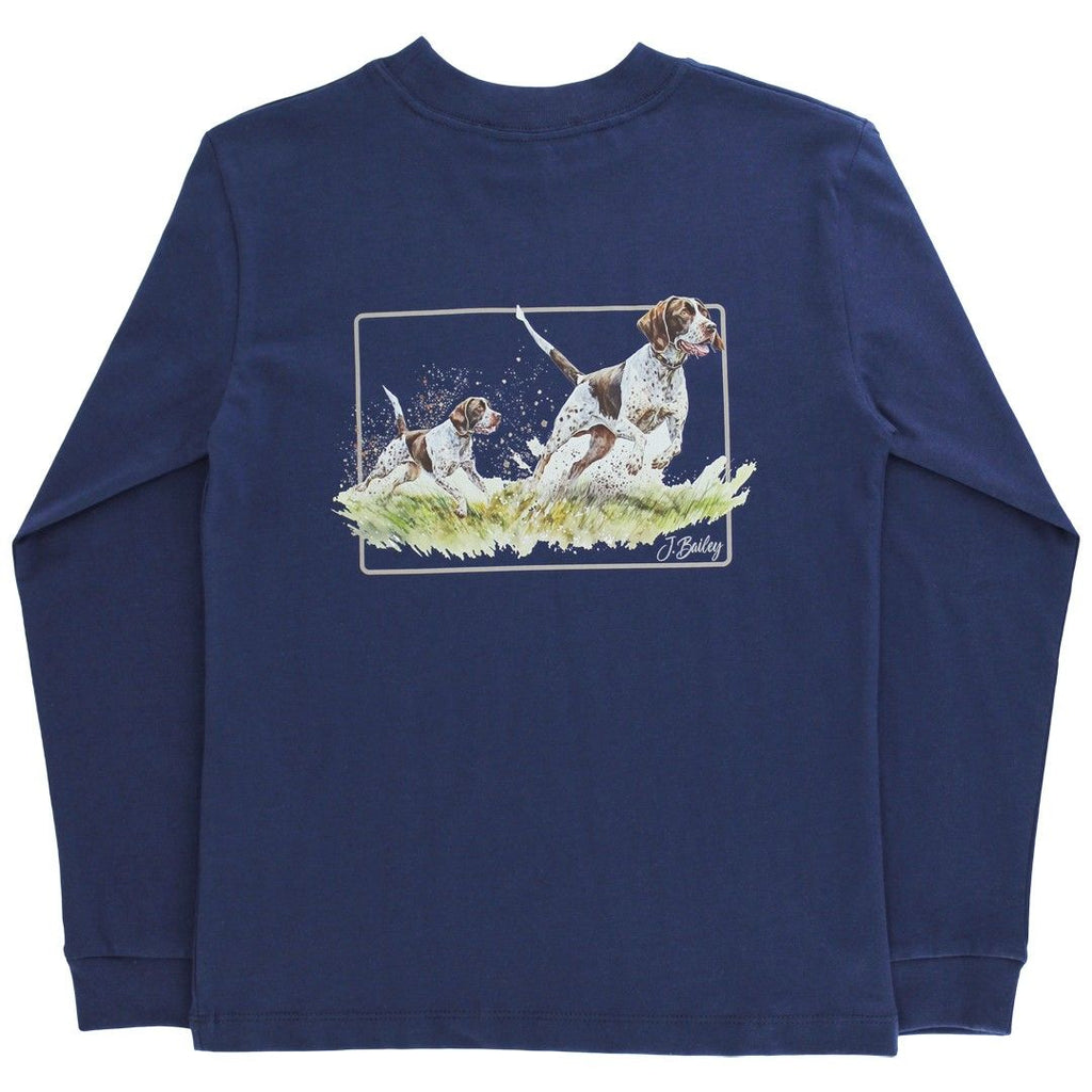 Toddler Boys Pointers on Navy LS Tee
