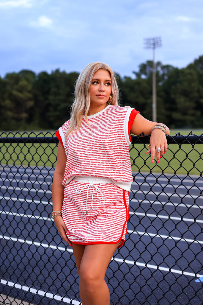 Red & White Knit Skirt