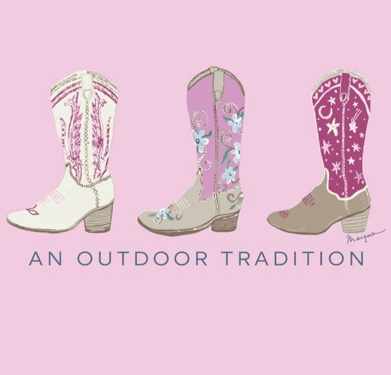 Toddler Girl LS Tee Pink With Cowgirl Boots