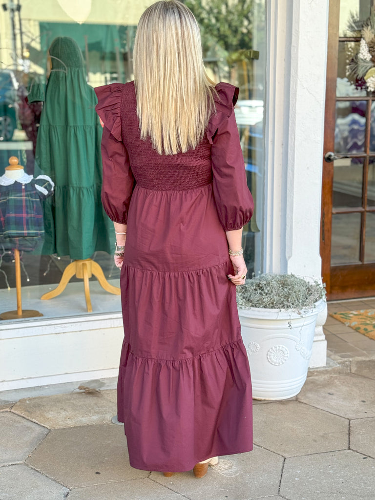 Brighton Smocked Poplin Maxi Dress