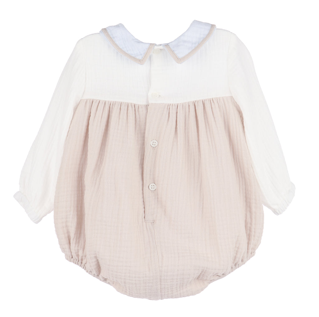 Baby Boy Cuddle Cotton White & Tan  Bubble