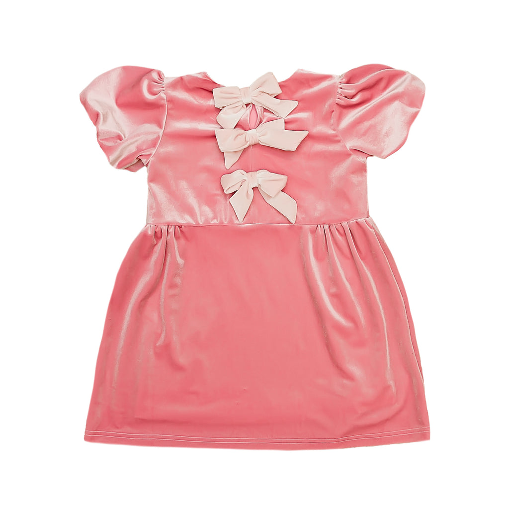 TWEEN Pink Velvet Bow Dress