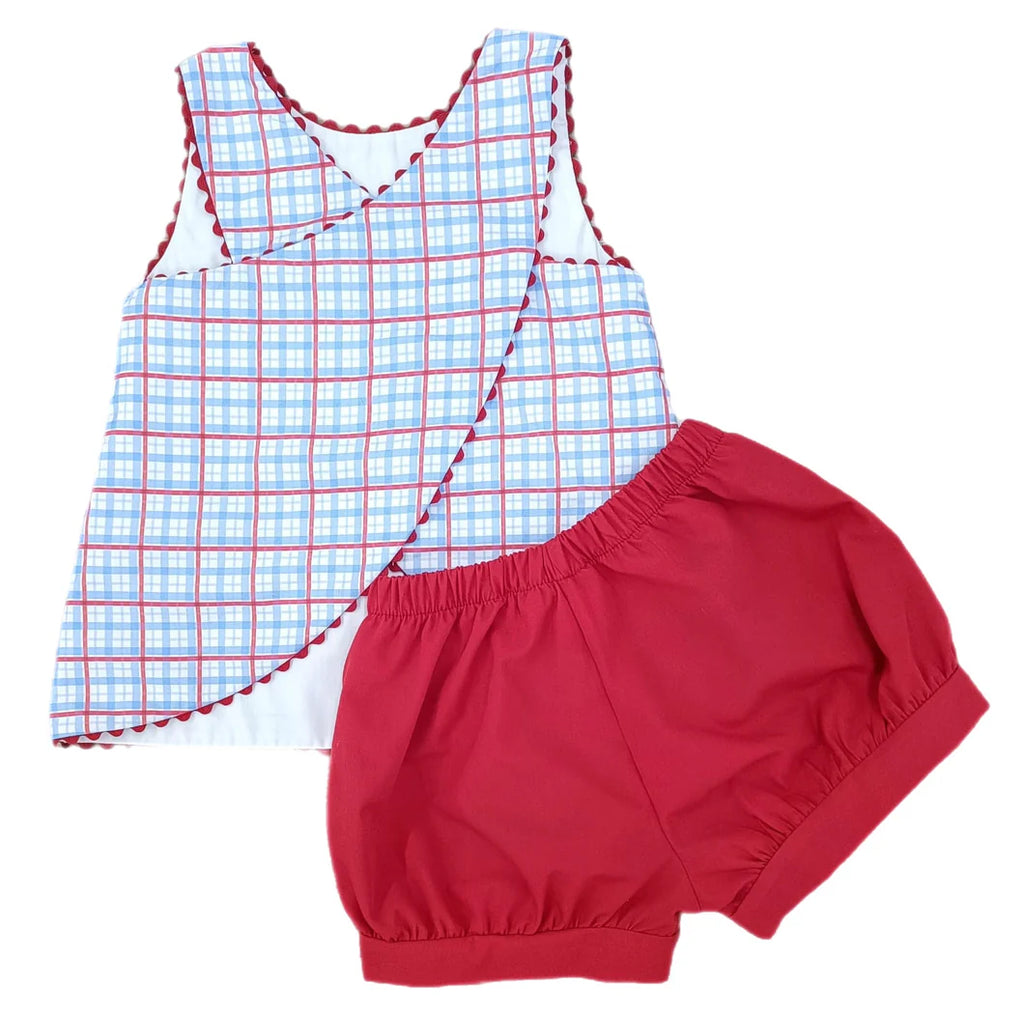 Baby Girl Sammy Bloomer Set Patriotic Plaid