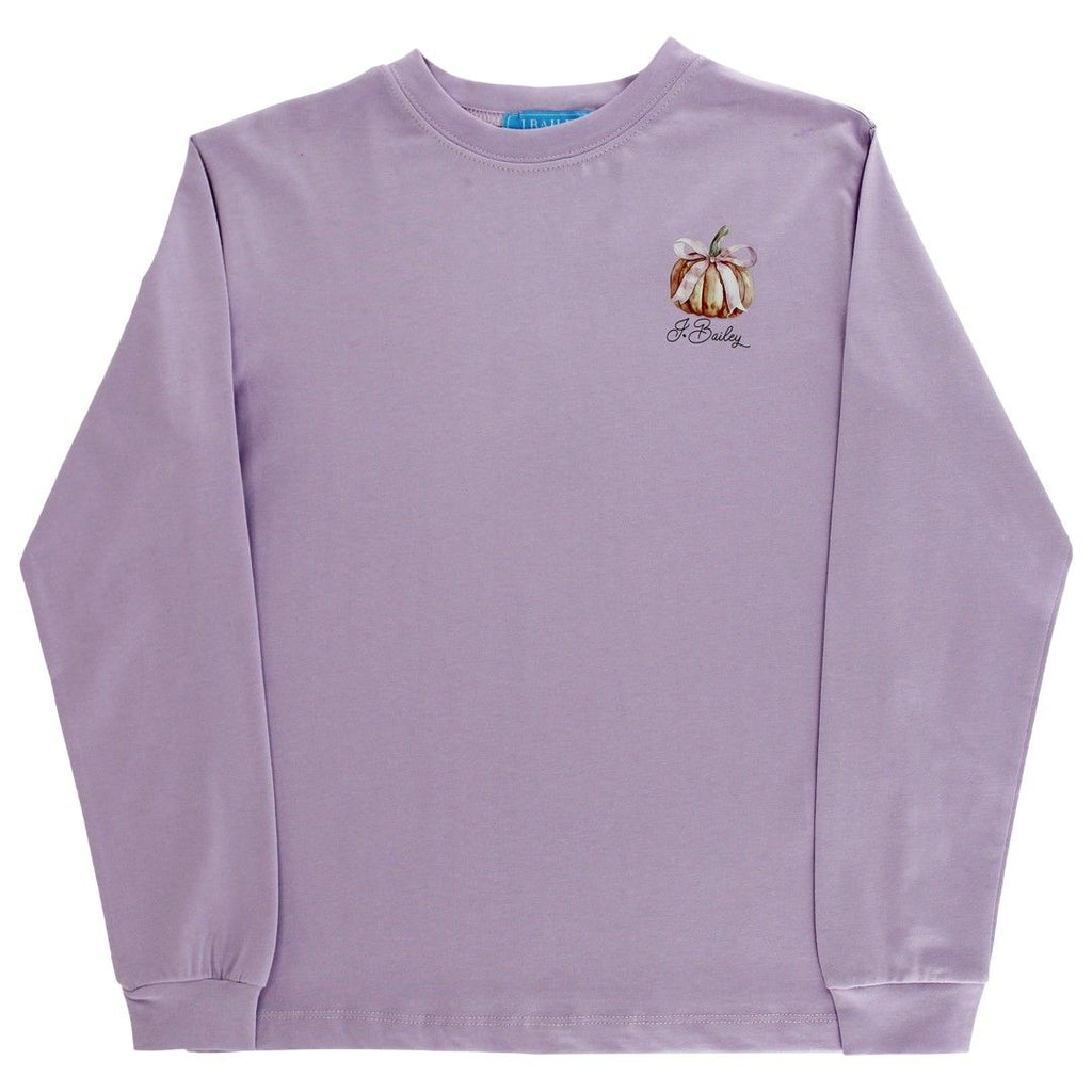 Toddler Girl Pumpkin On Lavender LS Tee