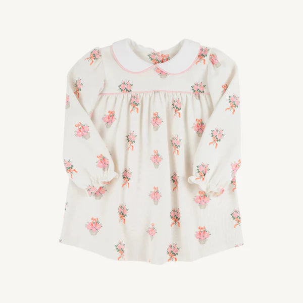 Long Sleeve Maerin Fitz Frock-Nonesuch Stems with Sandpearl Pink