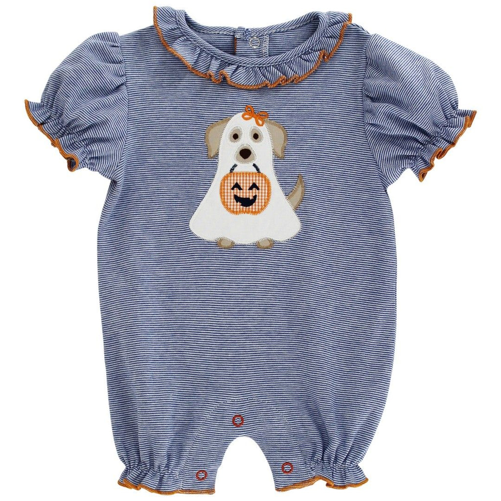 Baby Girl Happy Howl-O-Ween Short Knit Romper