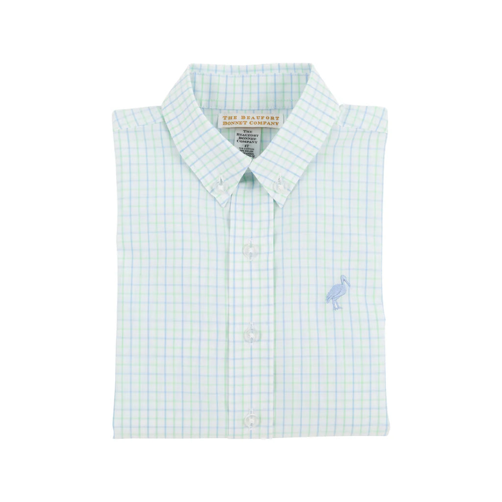 Dean’s List Dress Shirt-Sea Island Seafoam And Beale Street Blue Windowpane