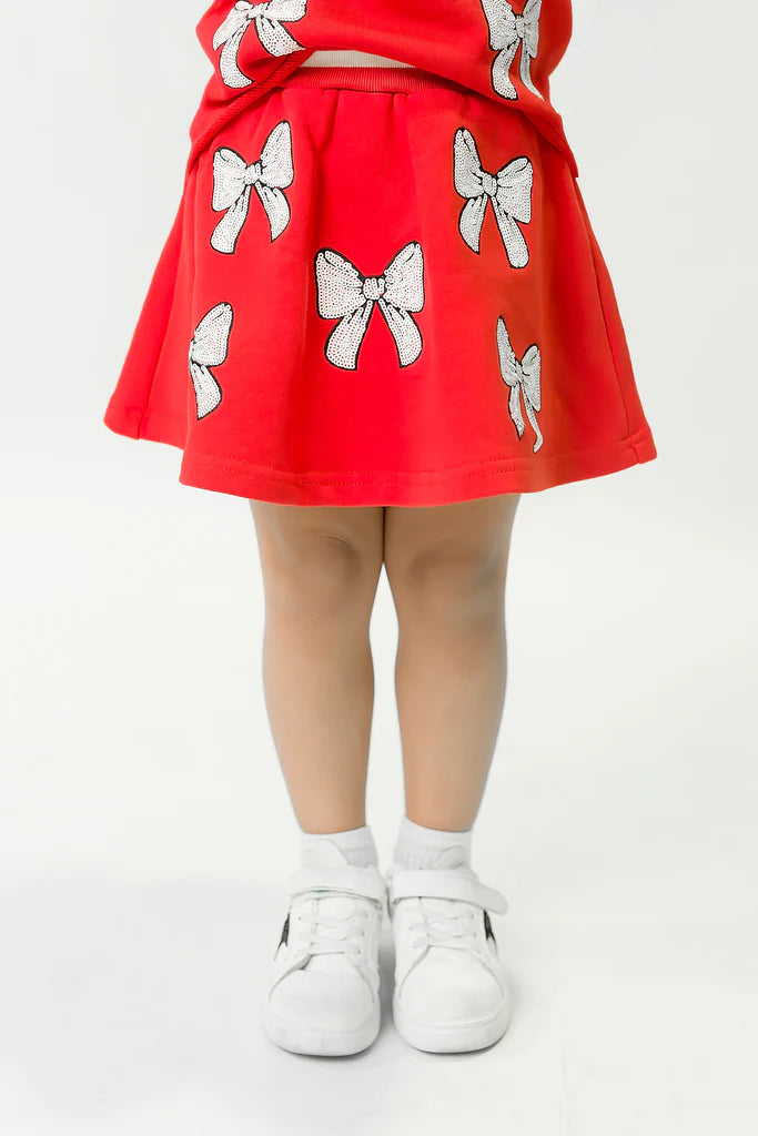 TWEEN Red and White Bows Skirt
