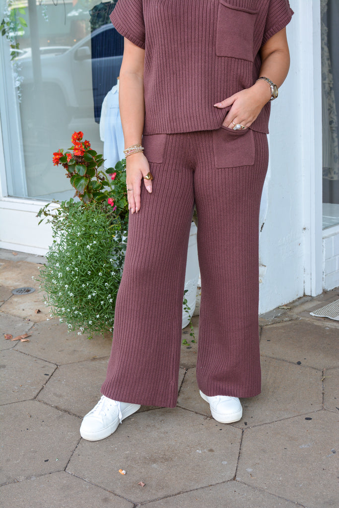 Chocolate Knit Straight Leg Pants