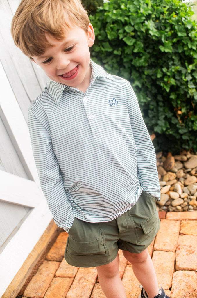 LS Pro Performance Polo In Green Spruce Stripe