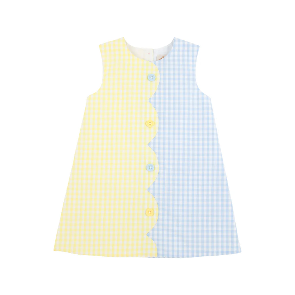 Kennedy Colorblock Dress-Lake Worth Yellow Gingham/Buckhead Blue