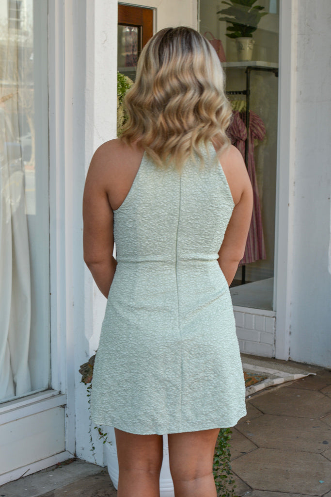 Stunning Sage Halter Mini Dress