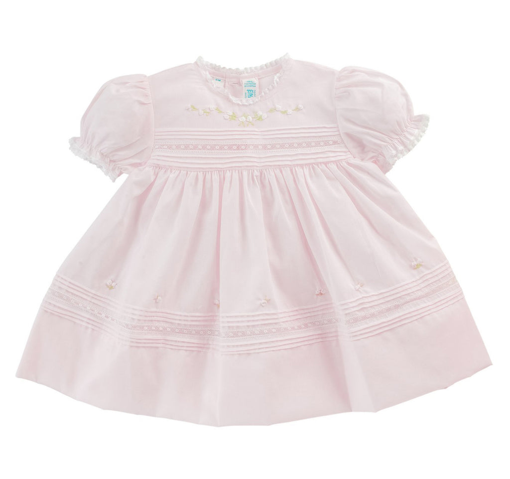 Baby Girl Pink Floral Bullions & Lace Dress