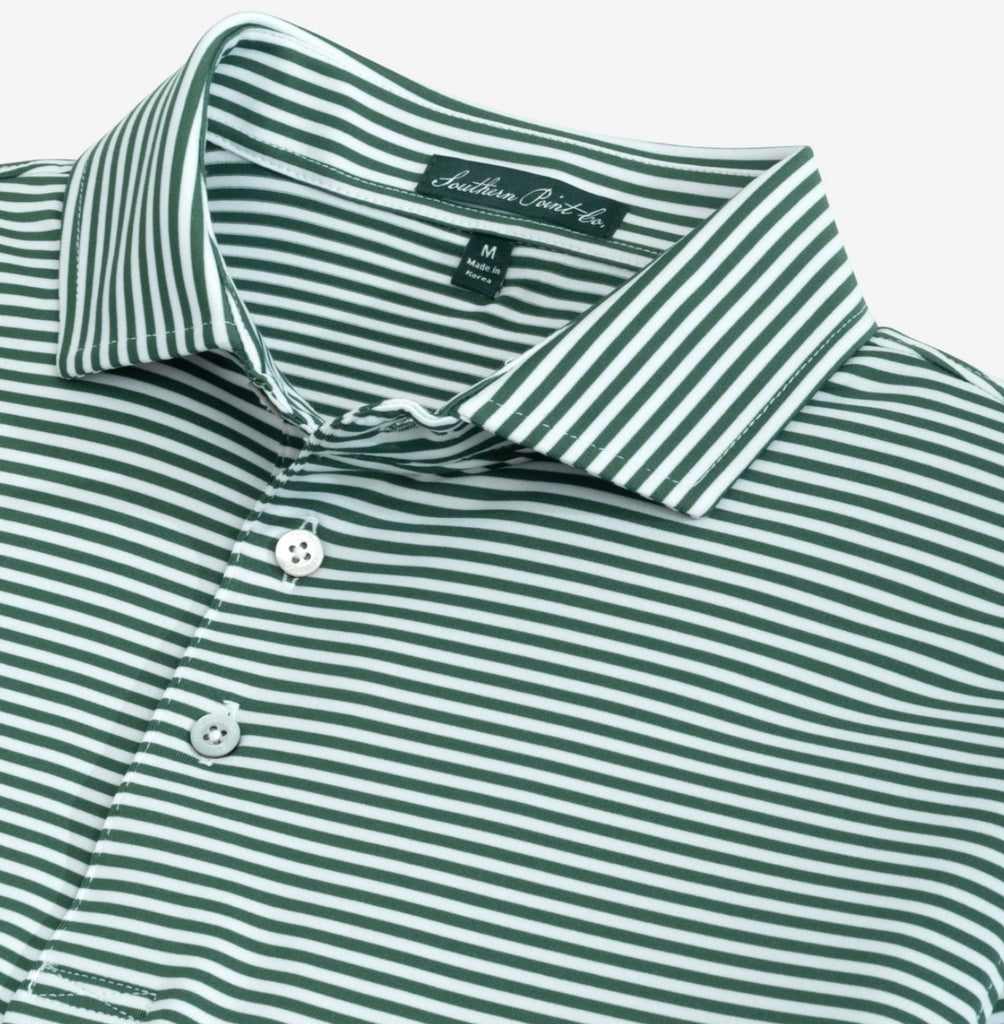 YOUTH Hinton Stripe Polo In Hunter Green / White