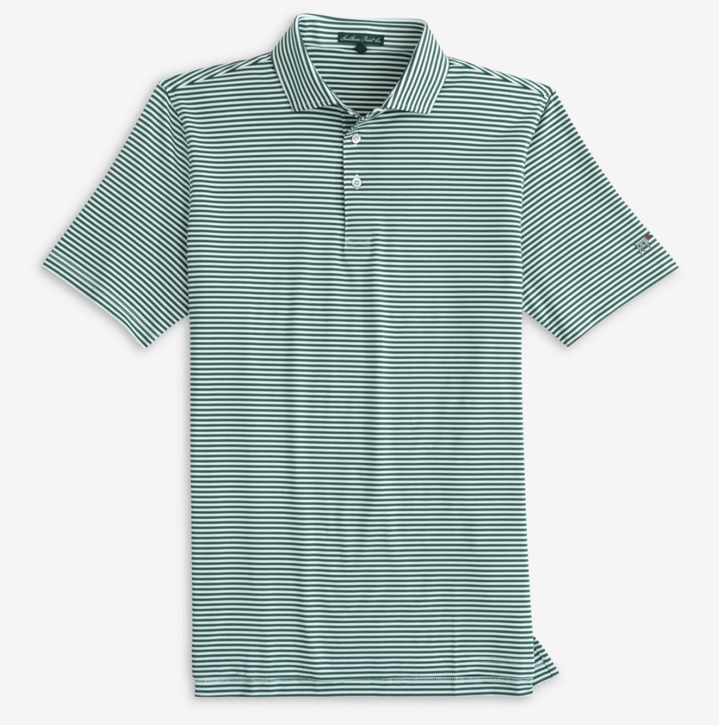 YOUTH Hinton Stripe Polo In Hunter Green / White