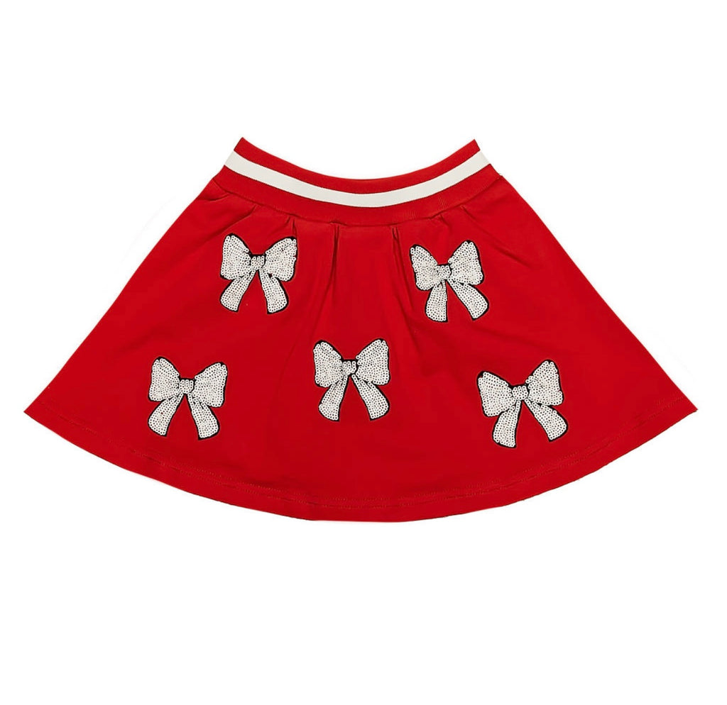 Toddler Girl Red And White Bows Skort