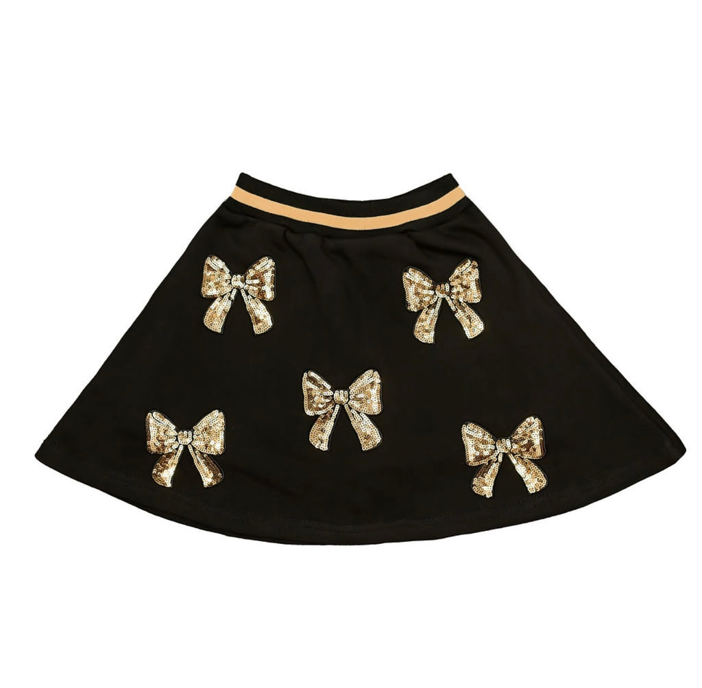 Toddler Girls Black and Gold Bows Skort