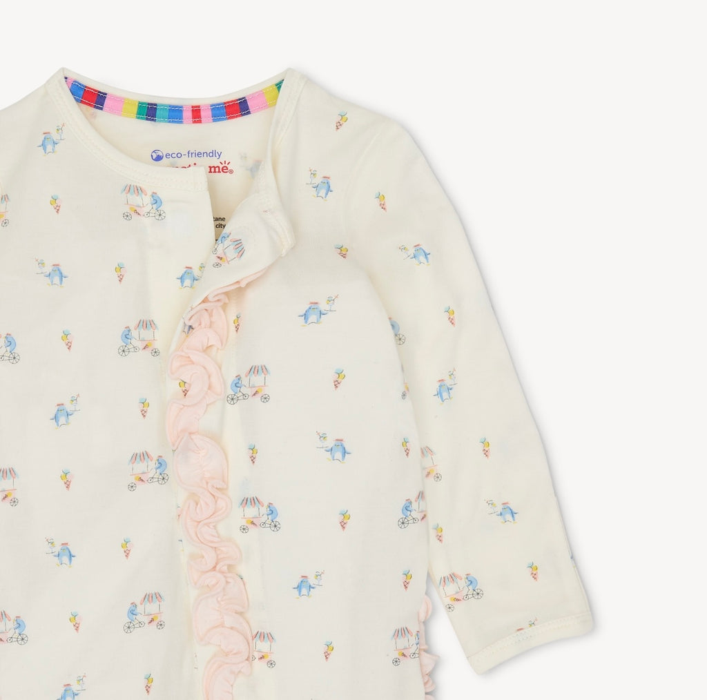 Baby Girl Penguin Pints Footie With Ruffle