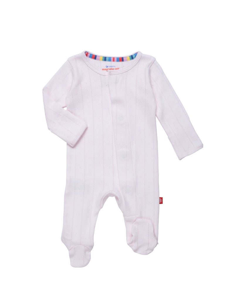 Baby Girl Love Lines Pink Pointelle Footie