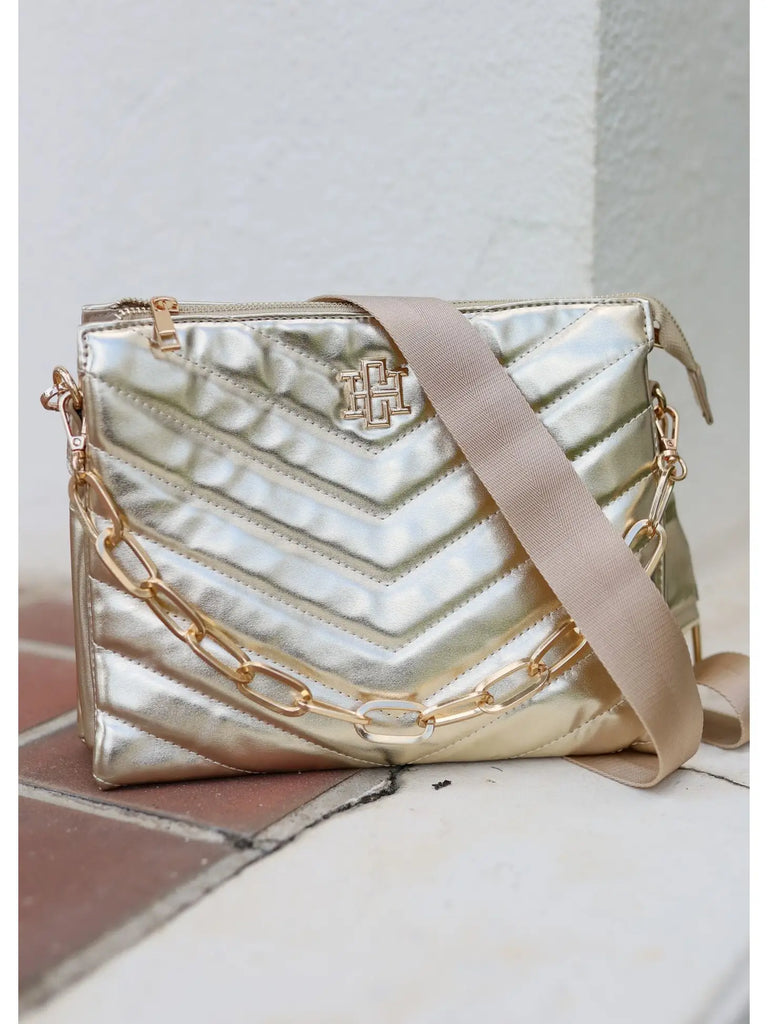 Ariana Quilted Crossbody Gold