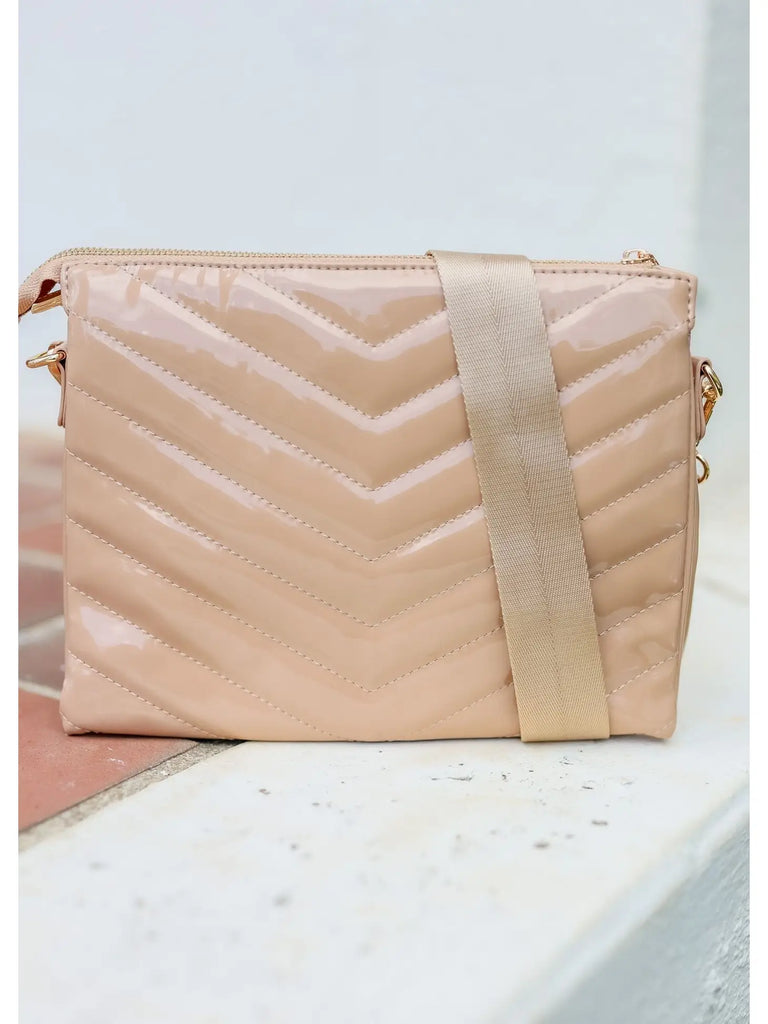 Ariana Quilted Crossbody Nude Patent