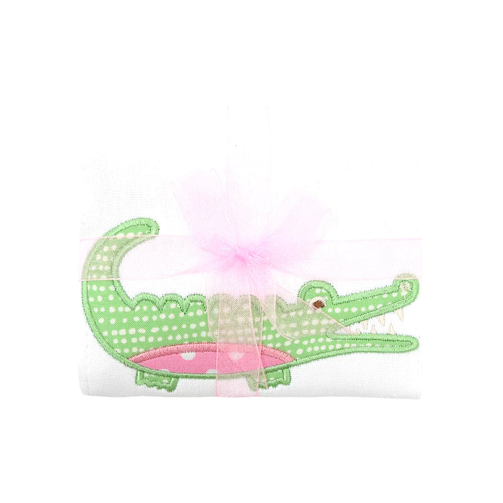 Pink Alligator Appliqué Burp Pad