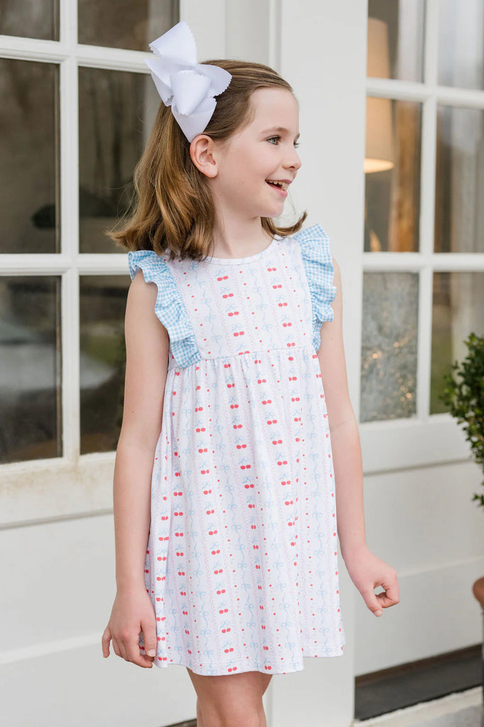 Toddler Girl Lilly Dress-Cherries and Bows Knit