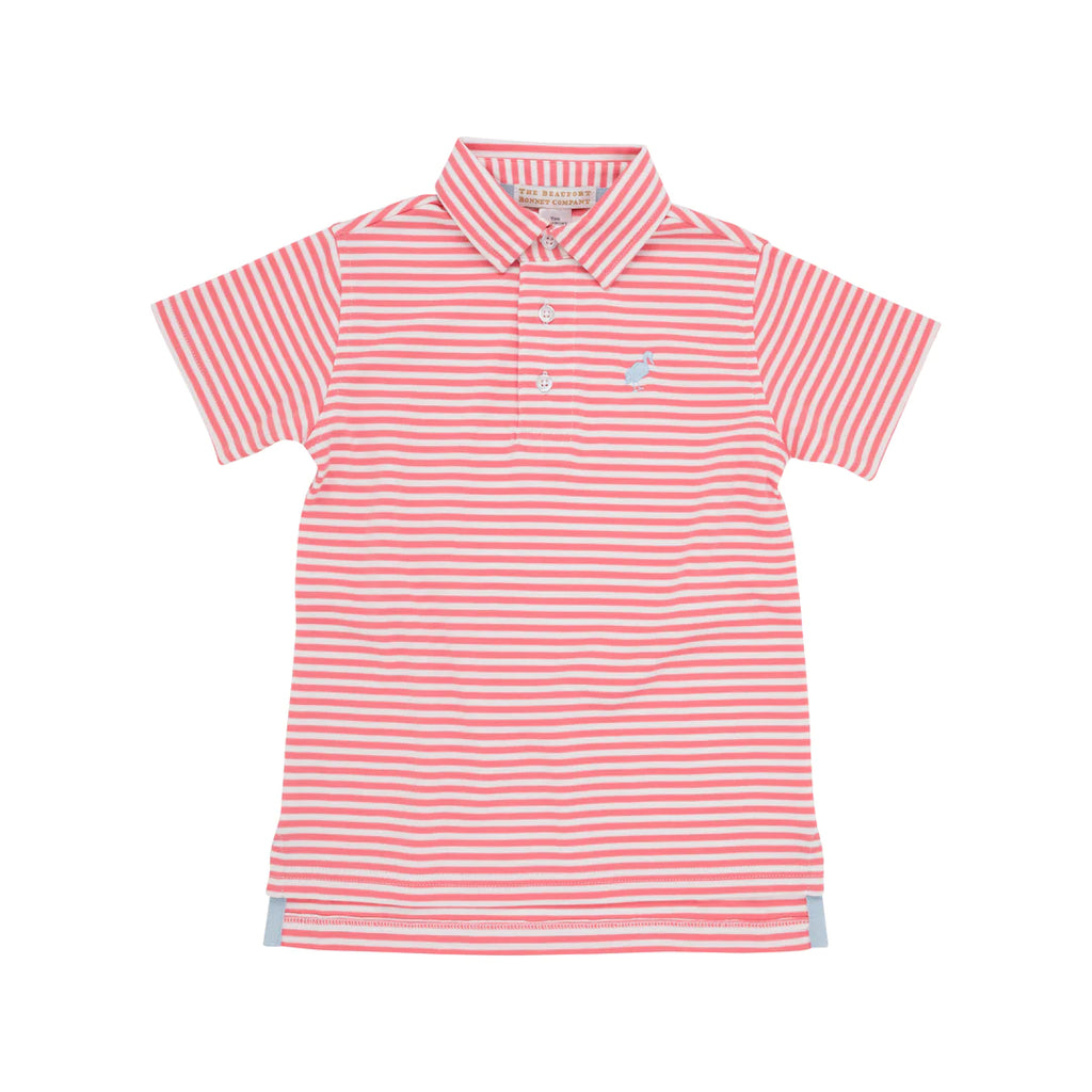 Prim and Proper Polo SS-Pima
Parrot Cay Coral Stripe/Buckhead Blue