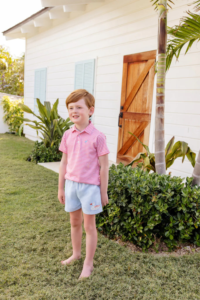 Prim and Proper Polo SS-Pima
Parrot Cay Coral Stripe/Buckhead Blue