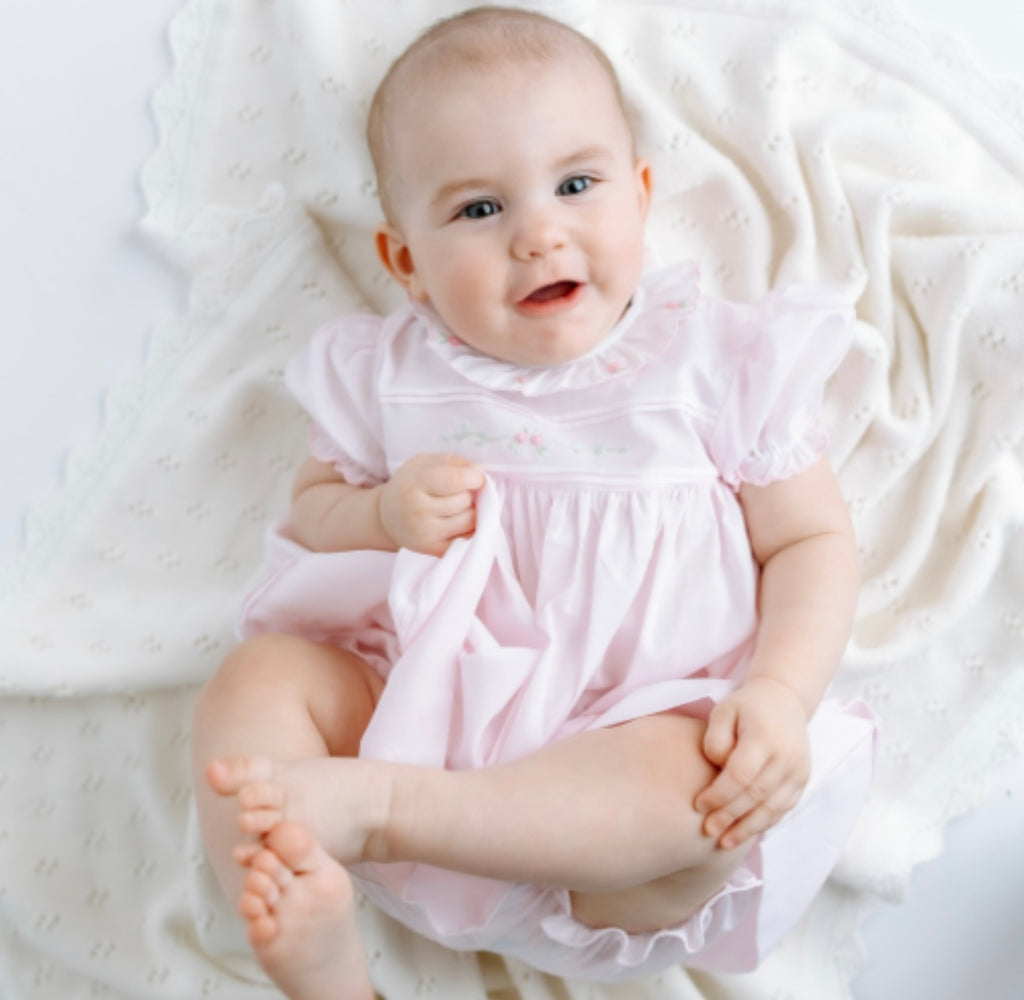 Baby Girl Scallop Rose Bubble