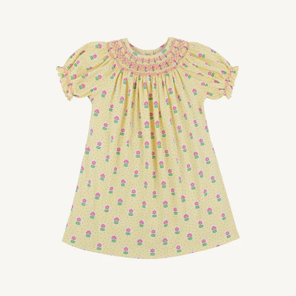 Toddler Girl Sandy Smocked Dress-Fairway Floral with Winter Park Pink