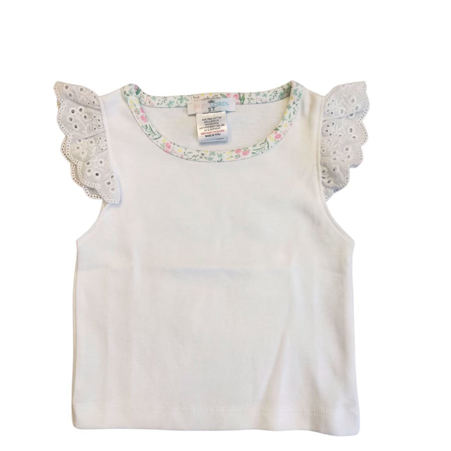 White Pima Butterfly Sleeve Top