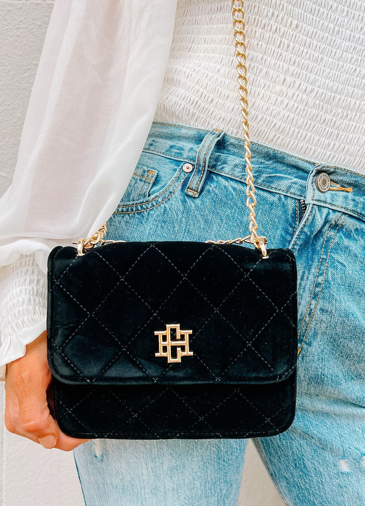 Asher Quilted Black Crossbody
