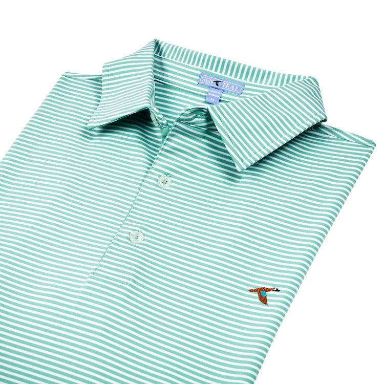 Fern Clubhouse Stripe Performance Polo