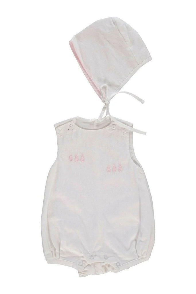 Bunny Baby Girl Bubble Romper With Bonnet
