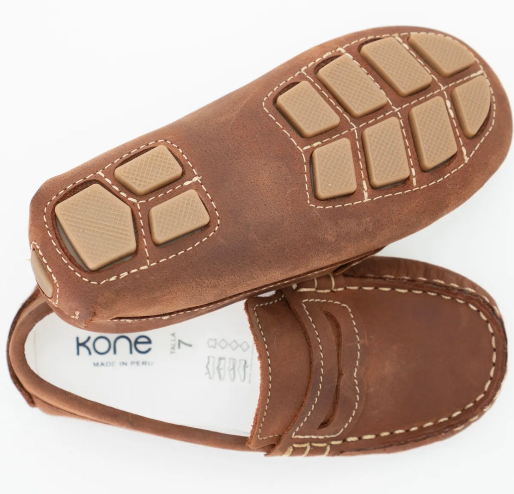 Kone Boys Penny Loafer Distressed Copper Leather