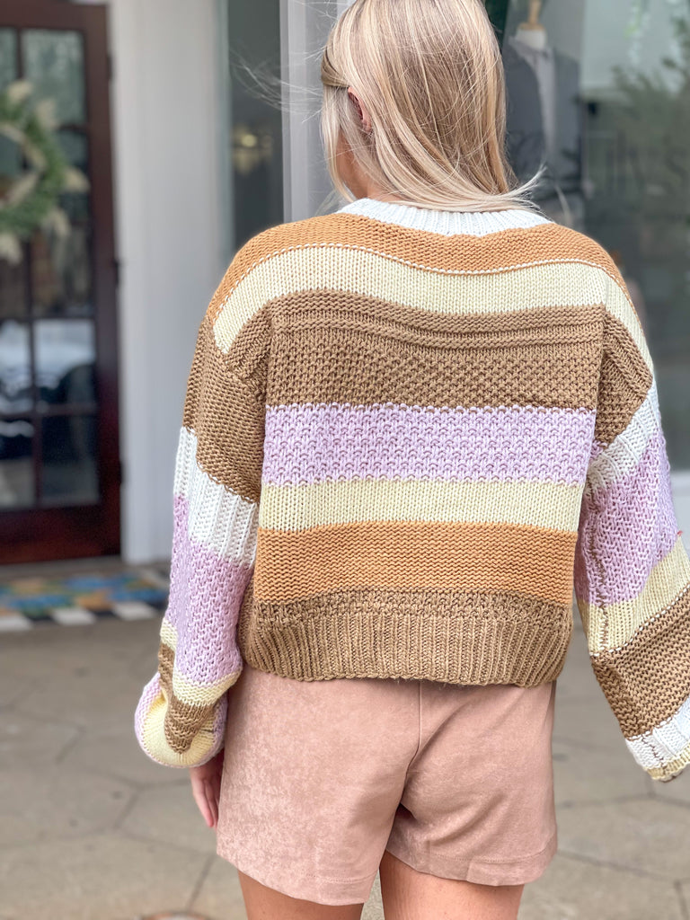 Multicolor Striped Cropped Sweater