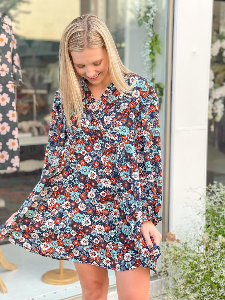 Frankie’s Floral Print Tunic Dress With Metallic Details