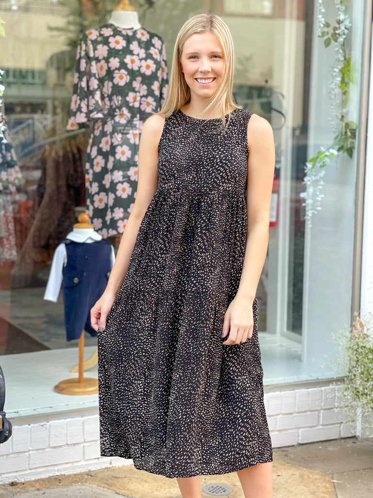 Brittany’s Black Leopard Midi Dress