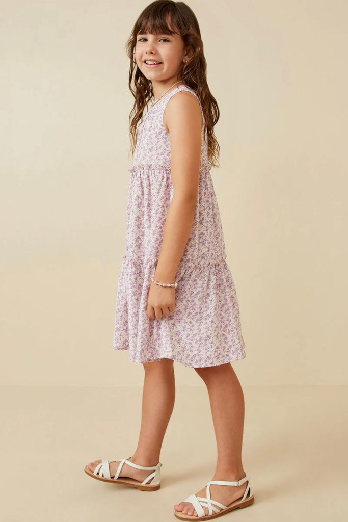 TWEEN Ditsy Floral Ruffle Neck Tiered Tank Dress