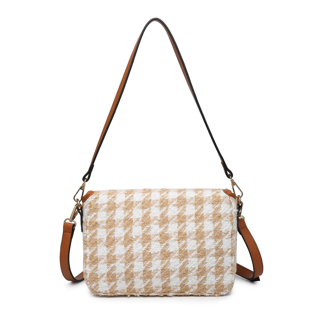 Elodie Houndstooth Gold Accent Crossbody