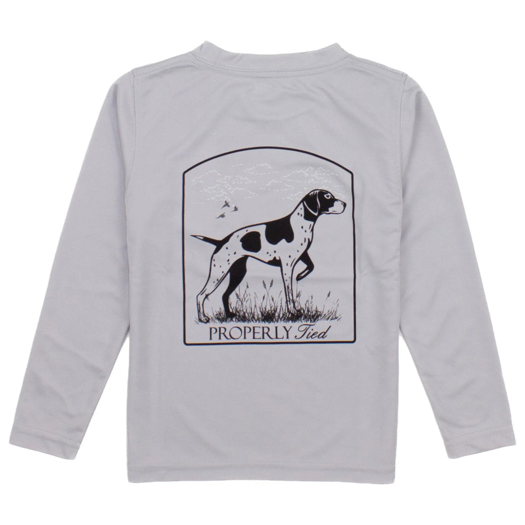 YOUTH Performance Tee LS Standing Pointer Ice Grey