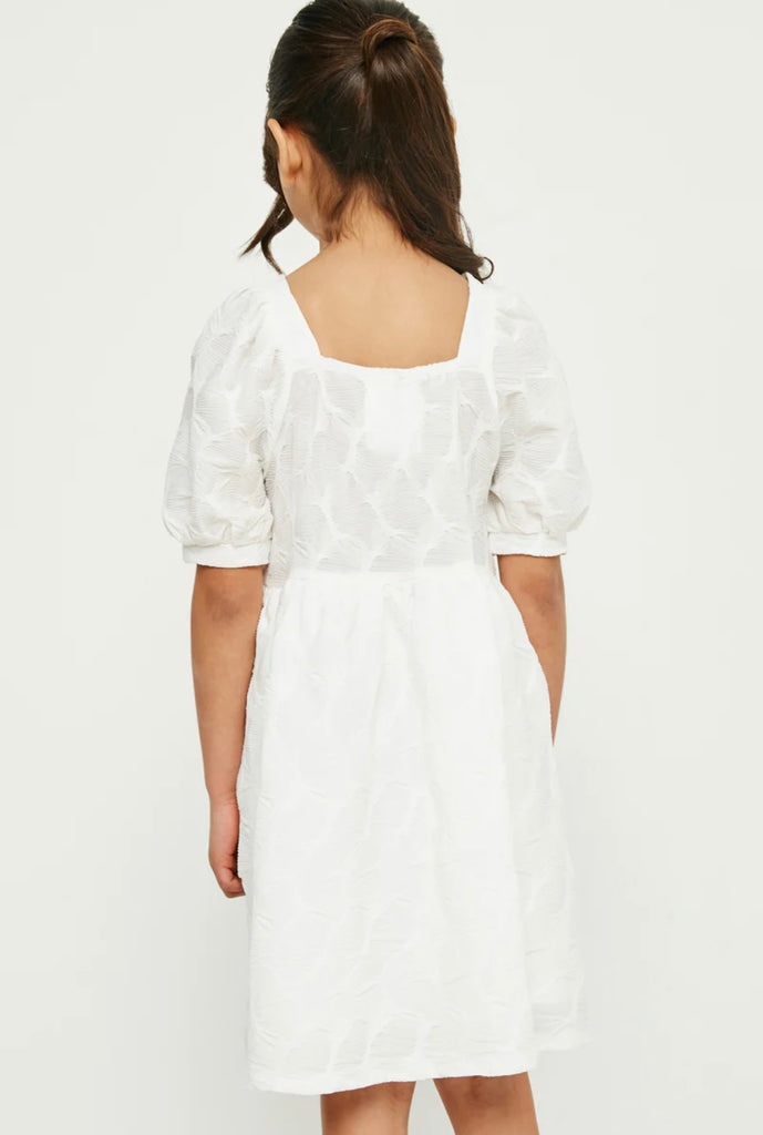 TWEEN White Textured Bow Back Dress