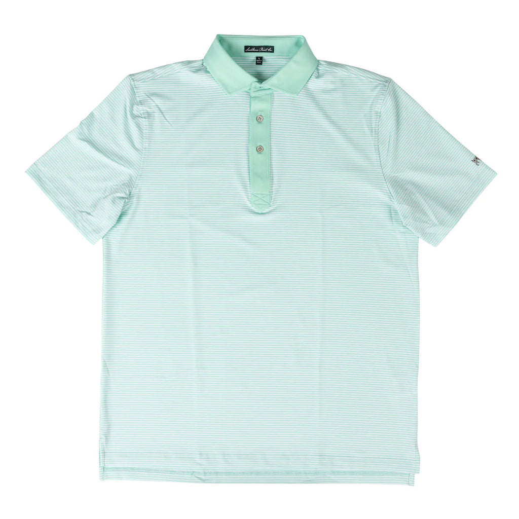 YOUTH Sea Green Reserve Stripe Performance Polo