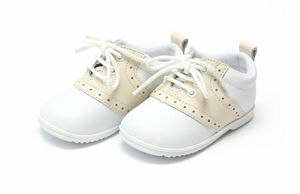 Austin Beige Leather Saddle Oxford Baby Shoe