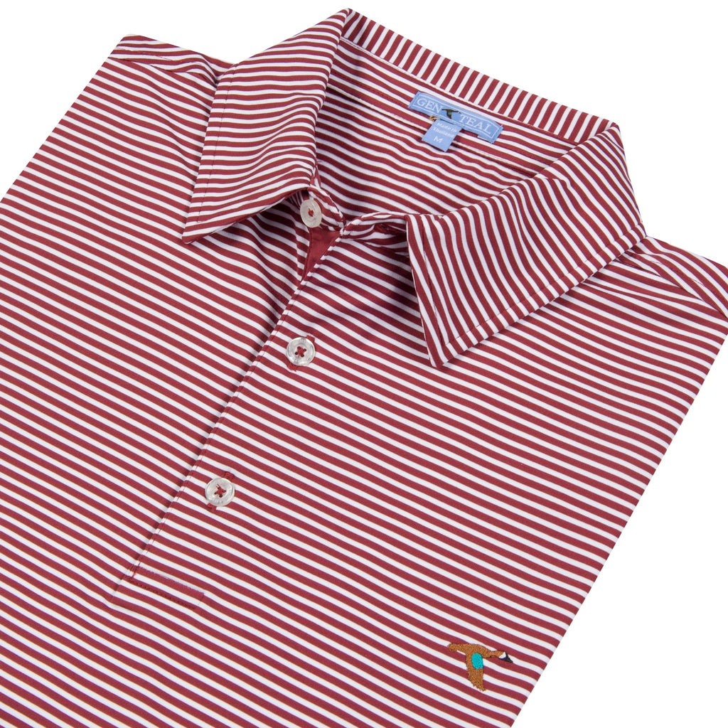 Russet Clubhouse Stripe Performance Polo